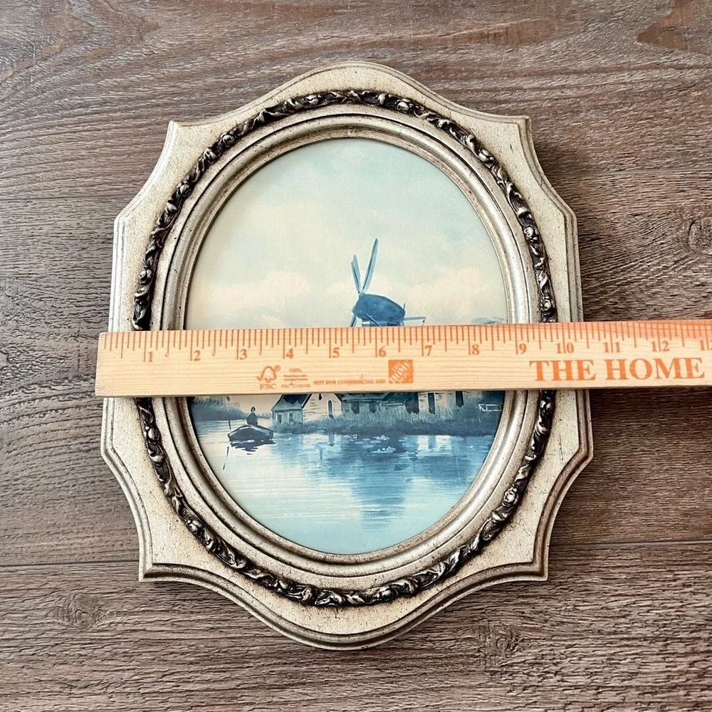 Elegant Gold Framed Windmill Art